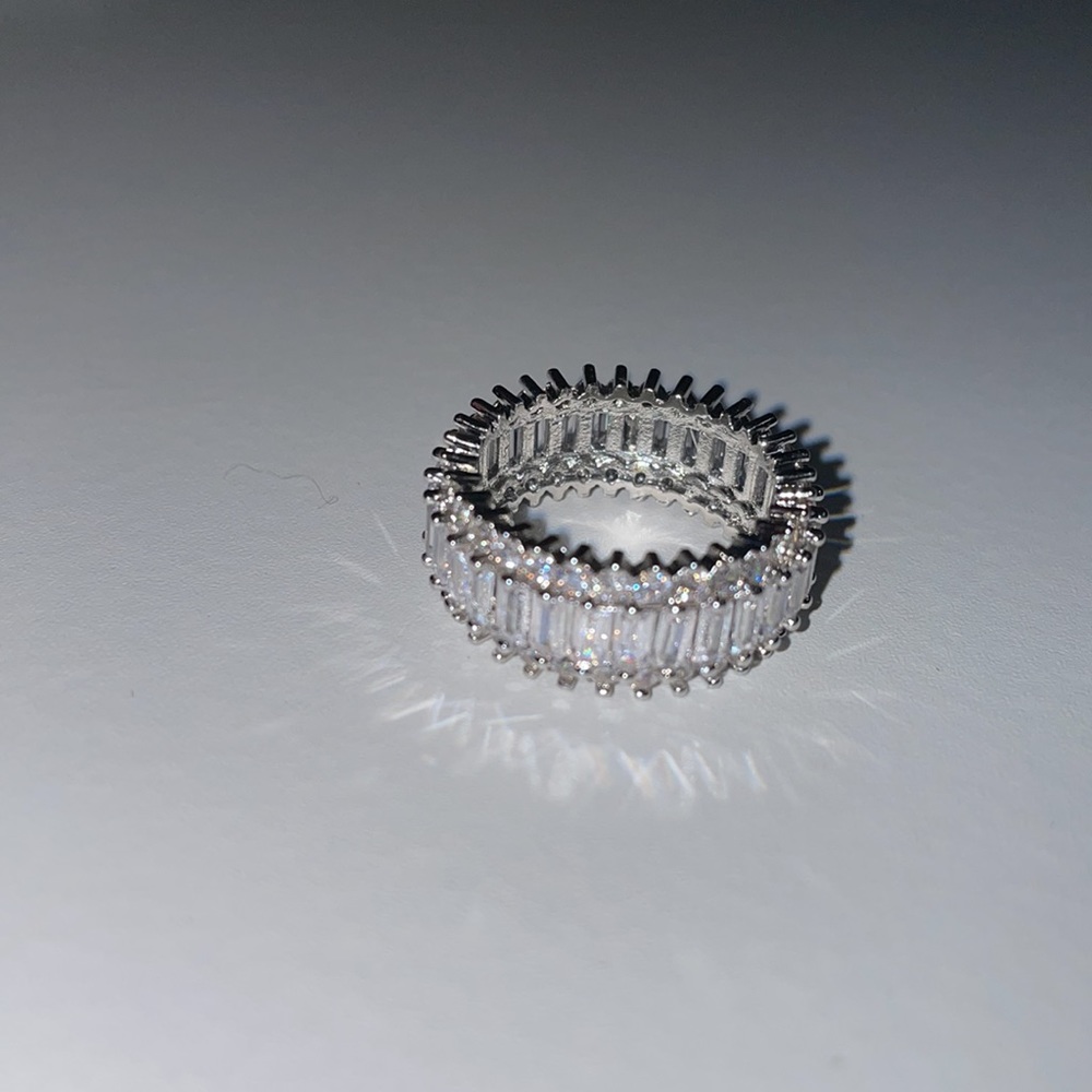 💎925  STERLING LUXURY DIAMOND SILVER  RING - Picture 4 of 8